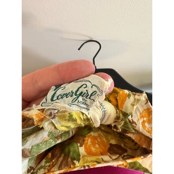 Vintage 1950s Womens Cotton Floral Cap Sleeve Belted Retro Twee Dress Small - Picture 7 of 7